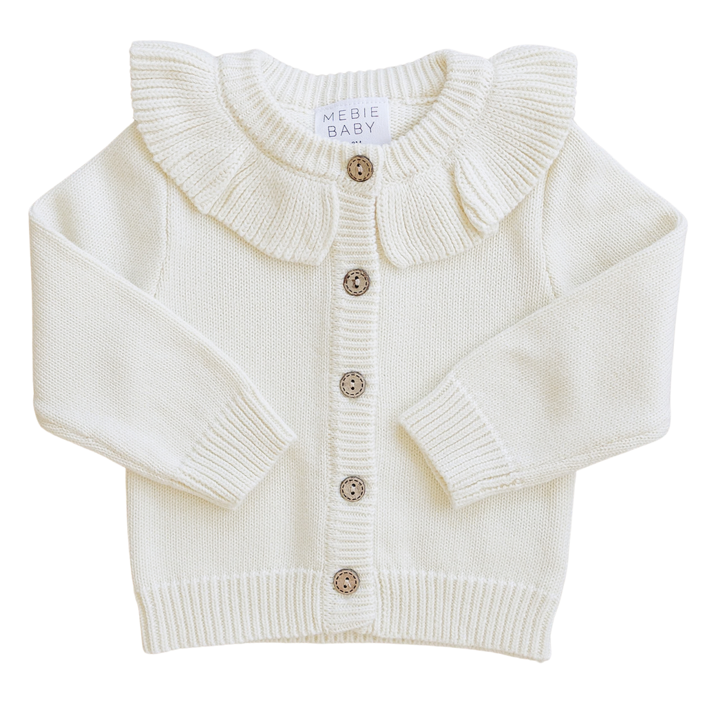 Cream Ruffle Knit Cardigan