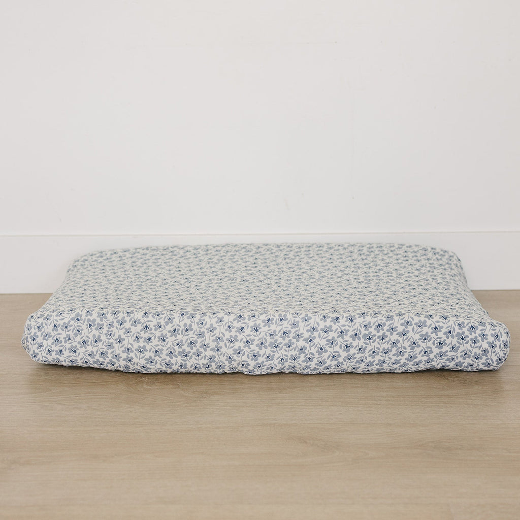 Blue Blossom Muslin Changing Pad Cover