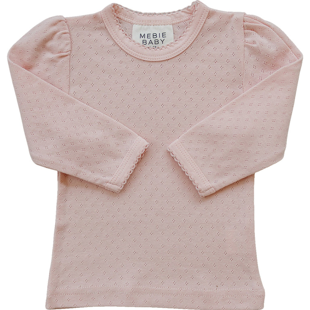 Pink Pointelle Long Sleeve Tee